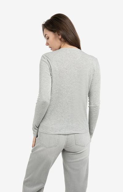 Jersey Cardigan with Buttons - Medium Grey Melange