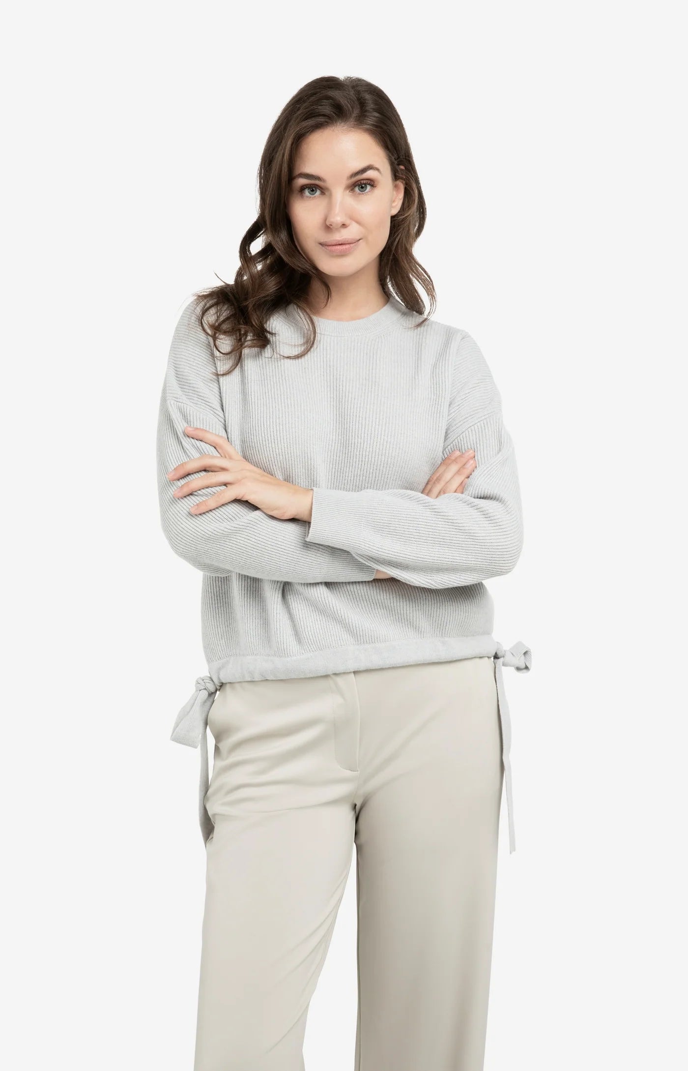 Sweater with Tie details - Vapor Blue Grey Melange