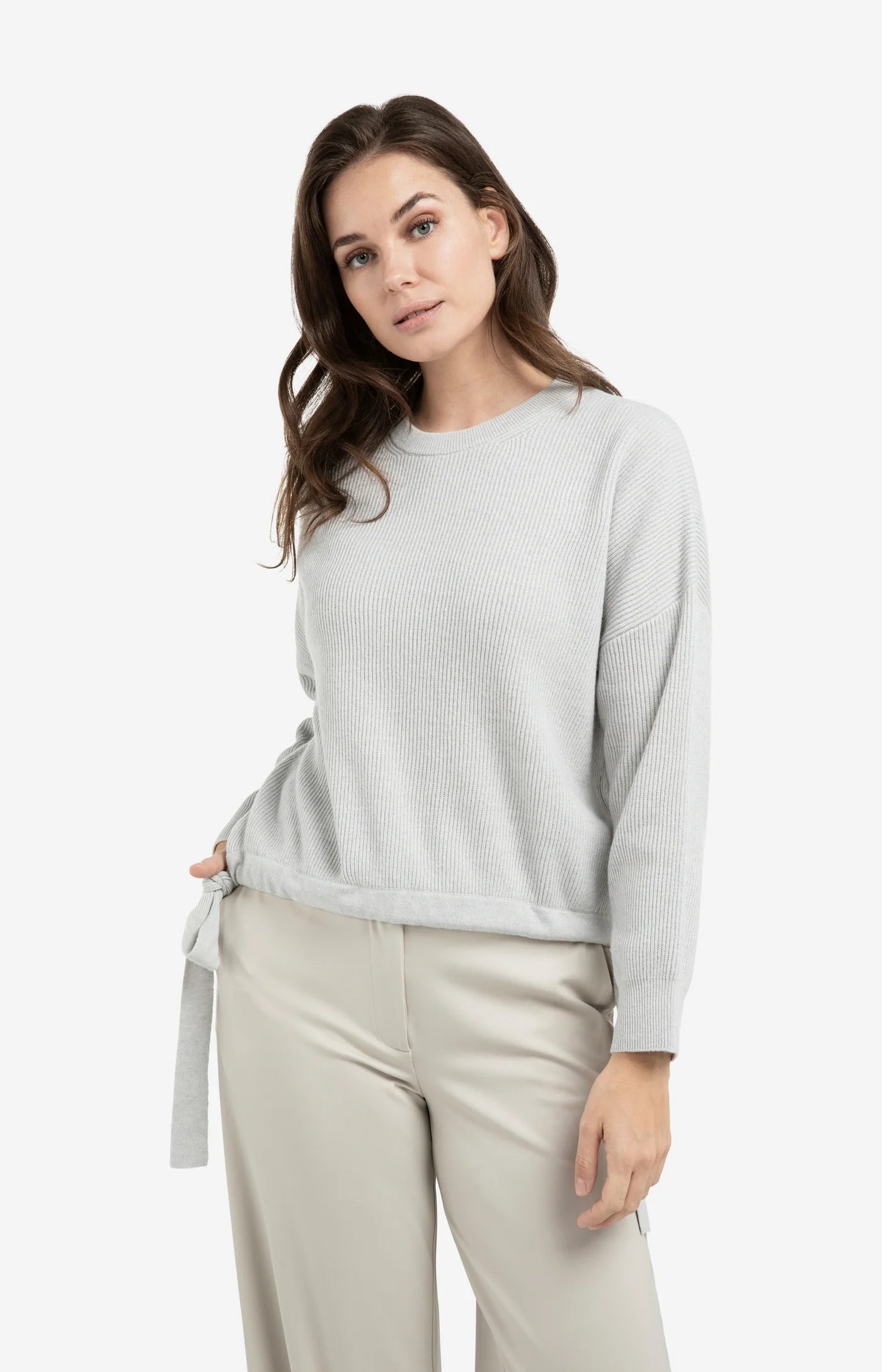 Sweater with Tie details - Vapor Blue Grey Melange