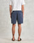 Kurt Shorts - Indigo And Ecru Geometric Grid Stitch