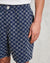 Kurt Shorts - Indigo And Ecru Geometric Grid Stitch