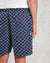 Kurt Shorts - Indigo And Ecru Geometric Grid Stitch