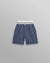 Kurt Shorts - Indigo And Ecru Geometric Grid Stitch