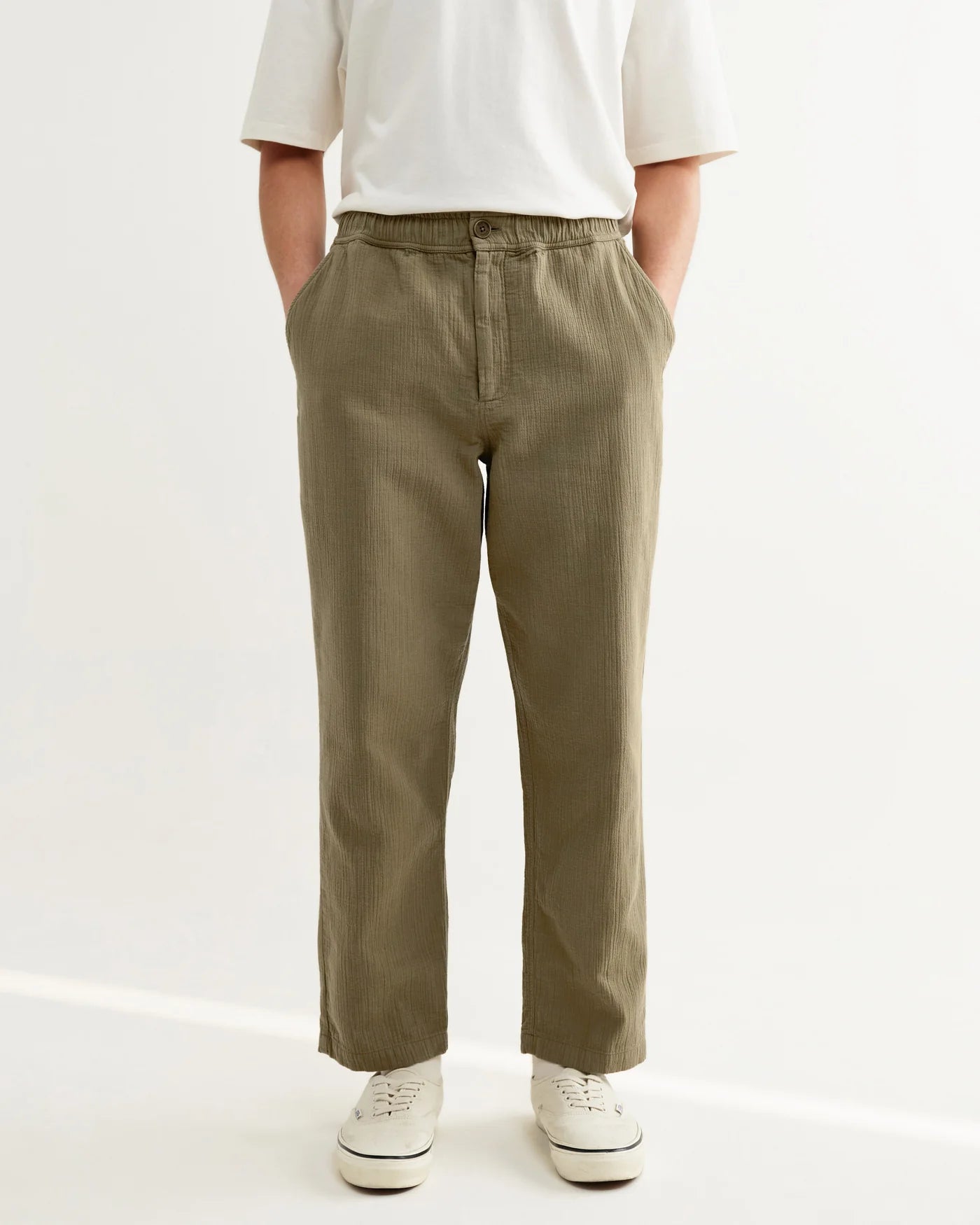 Kurt Trouser Cotton Linen Crinkle - Khaki