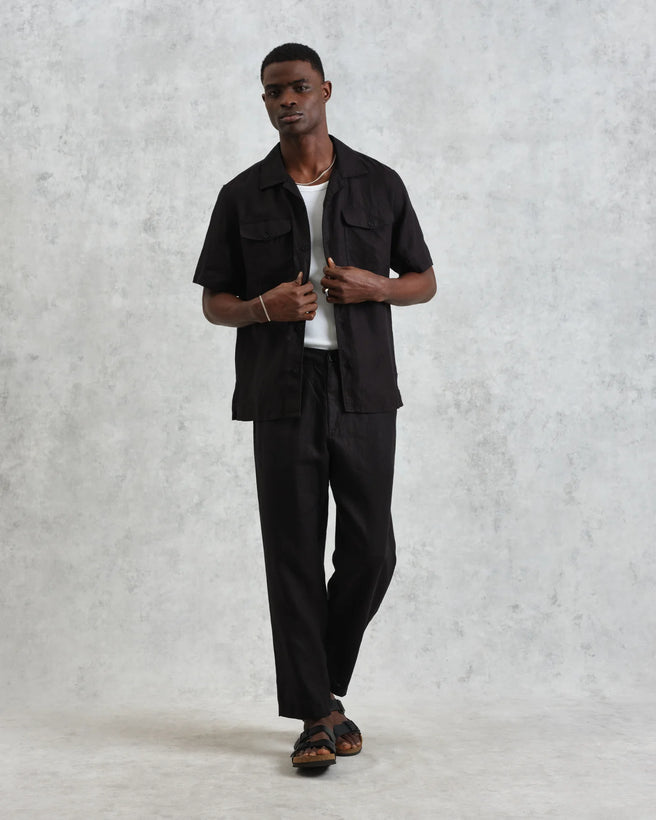 Kurt Trouser Washed Linen - Black