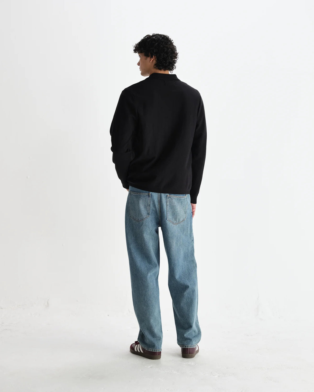 Lennox  Striped Zip Polo - Black