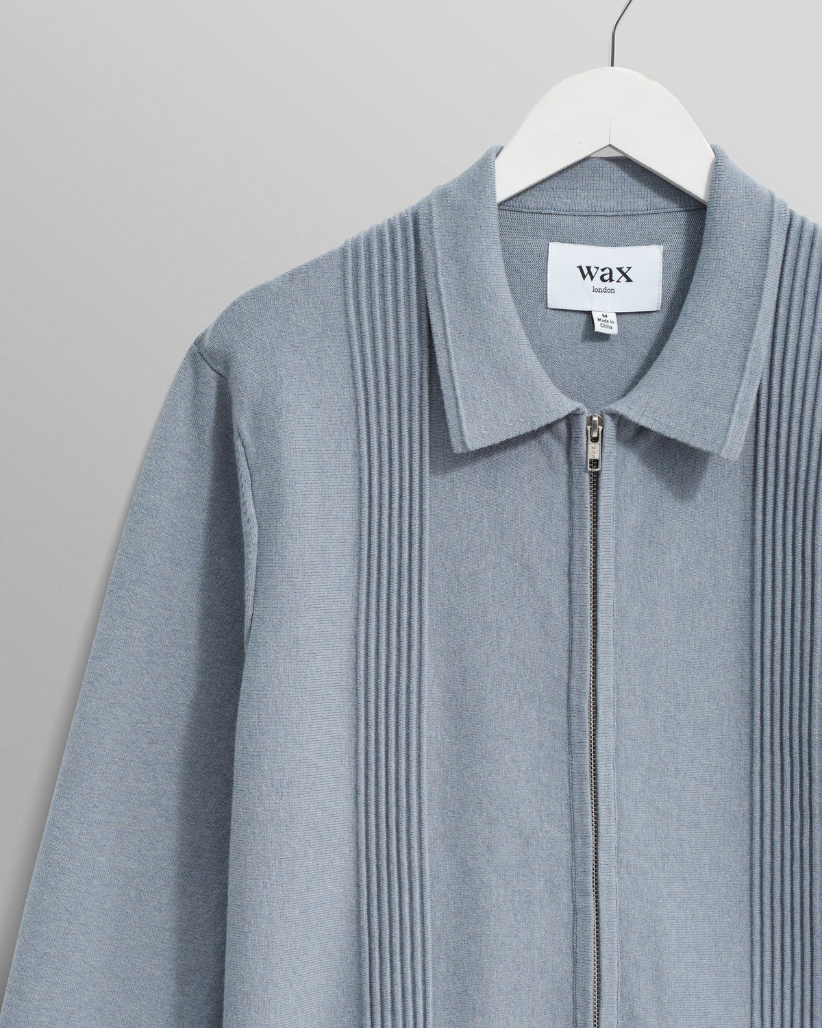 Lennox Striped Zip Polo - Grey Blue Milano