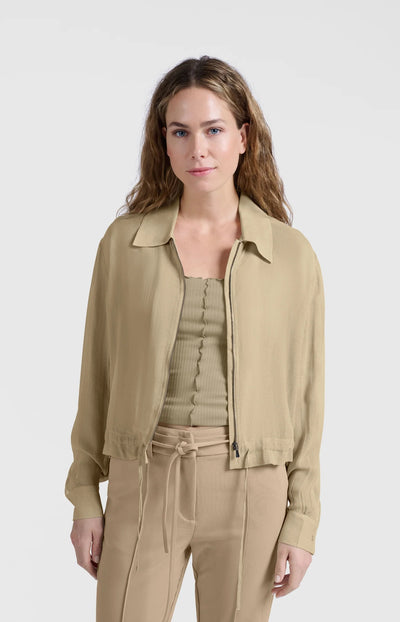 Blouse Jacket w. Zipper - Soft Green