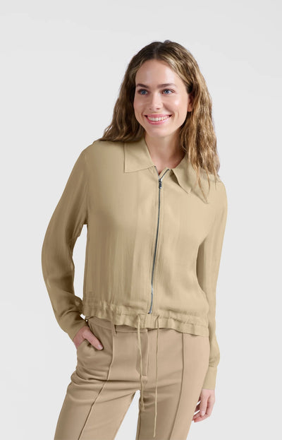 Blouse Jacket w. Zipper - Soft Green