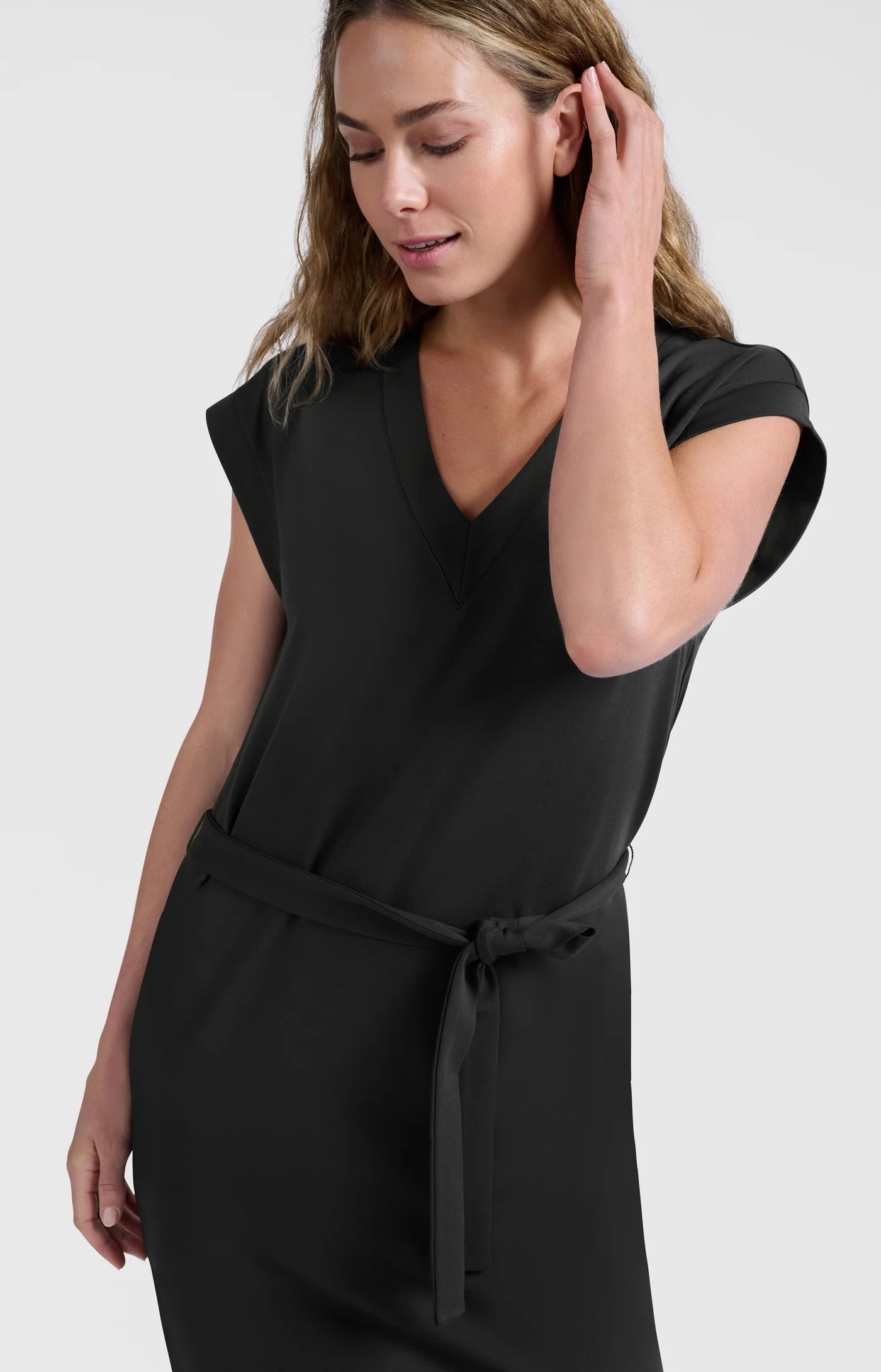 V - Neck T-Shirt Dress - Washed Black