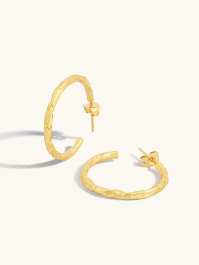 Magma Textured Hoops - Gold Plating