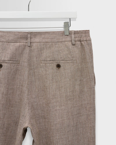 Malham  Linen Trousers - Natural / Brown Stripes