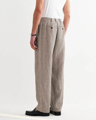 Malham  Linen Trousers - Natural / Brown Stripes