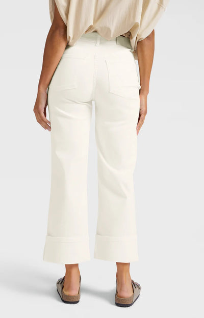 Mid Waist Denim w. Roll-Up - Pure White