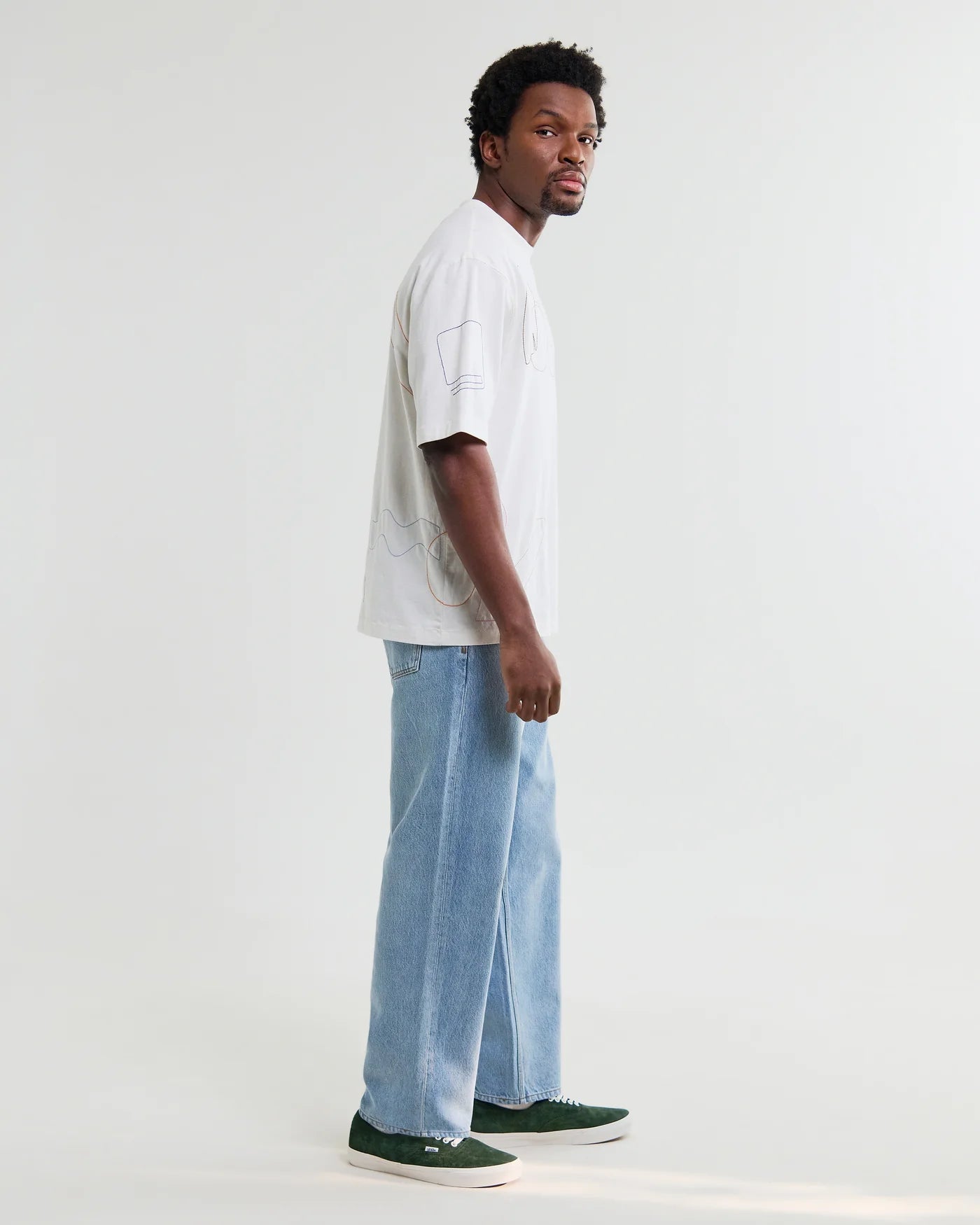 Milton Tee Cotton Shapes  Embroidered - Ecru