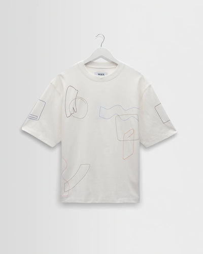 Milton Tee Cotton Shapes  Embroidered - Ecru