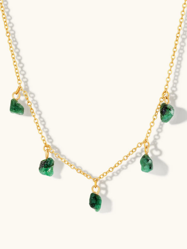 Mohica Raw Emerald Charm Choker - Gold Plating/Emerald