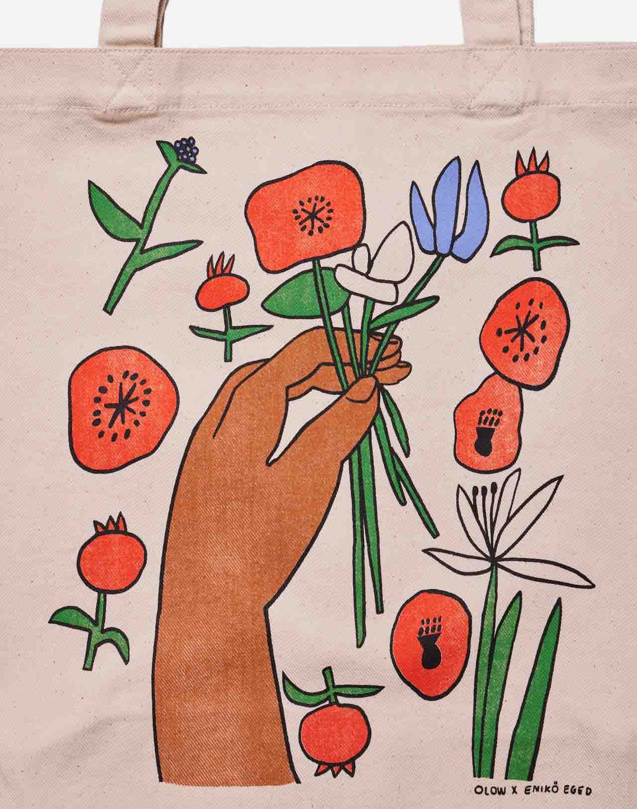 Poppies Tote Bag - Natural Ecru