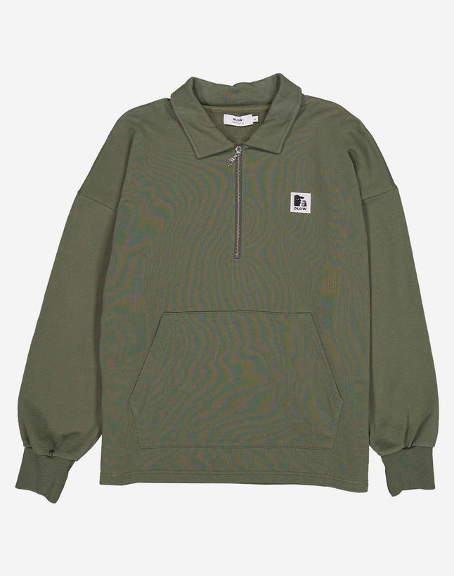 Manso Zipped Sweatshirt - Olive Green