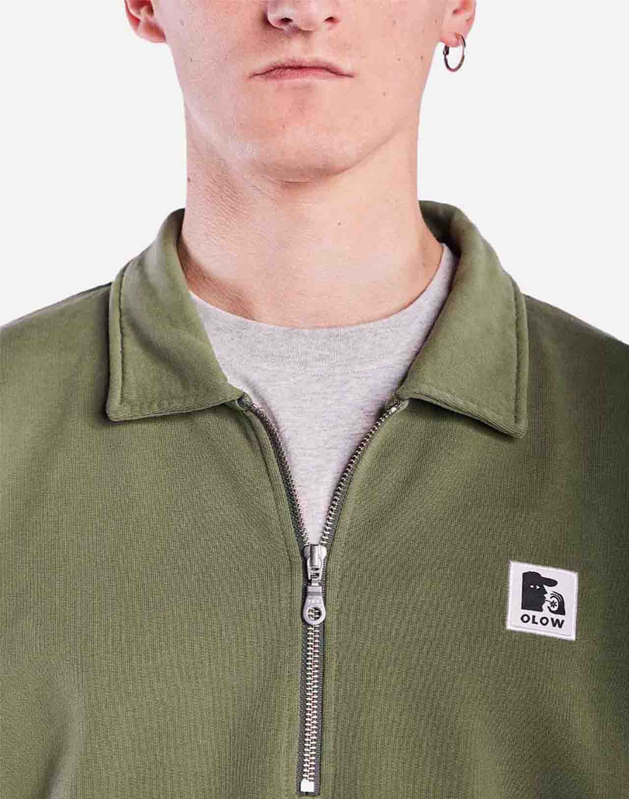 Manso Zipped Sweatshirt - Olive Green