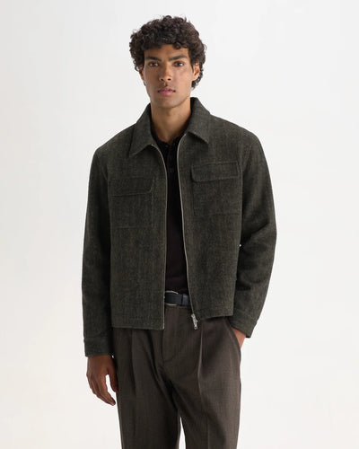 Osier Jacket Brushed Herringbone - Brown / Black
