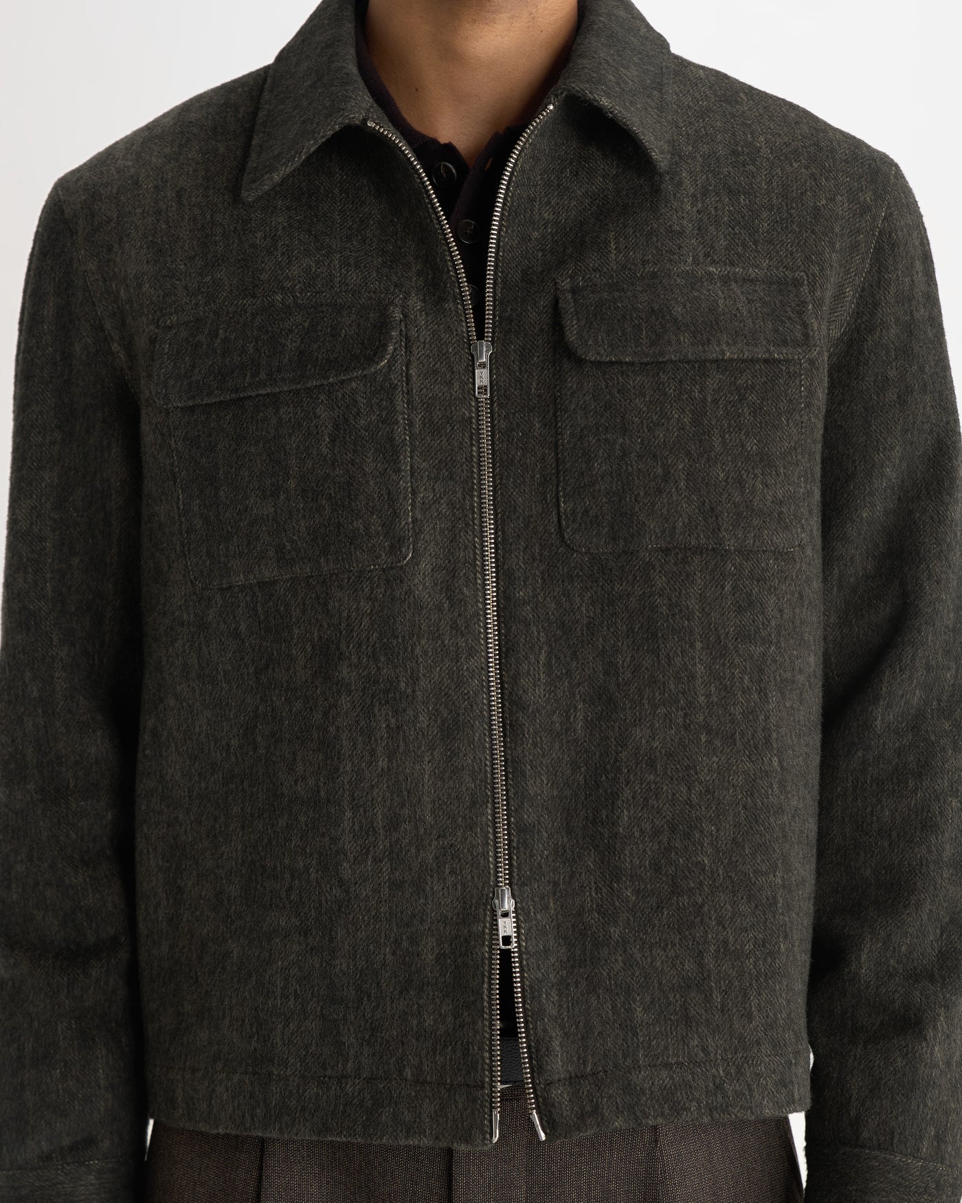 Osier Jacket Brushed Herringbone - Brown / Black