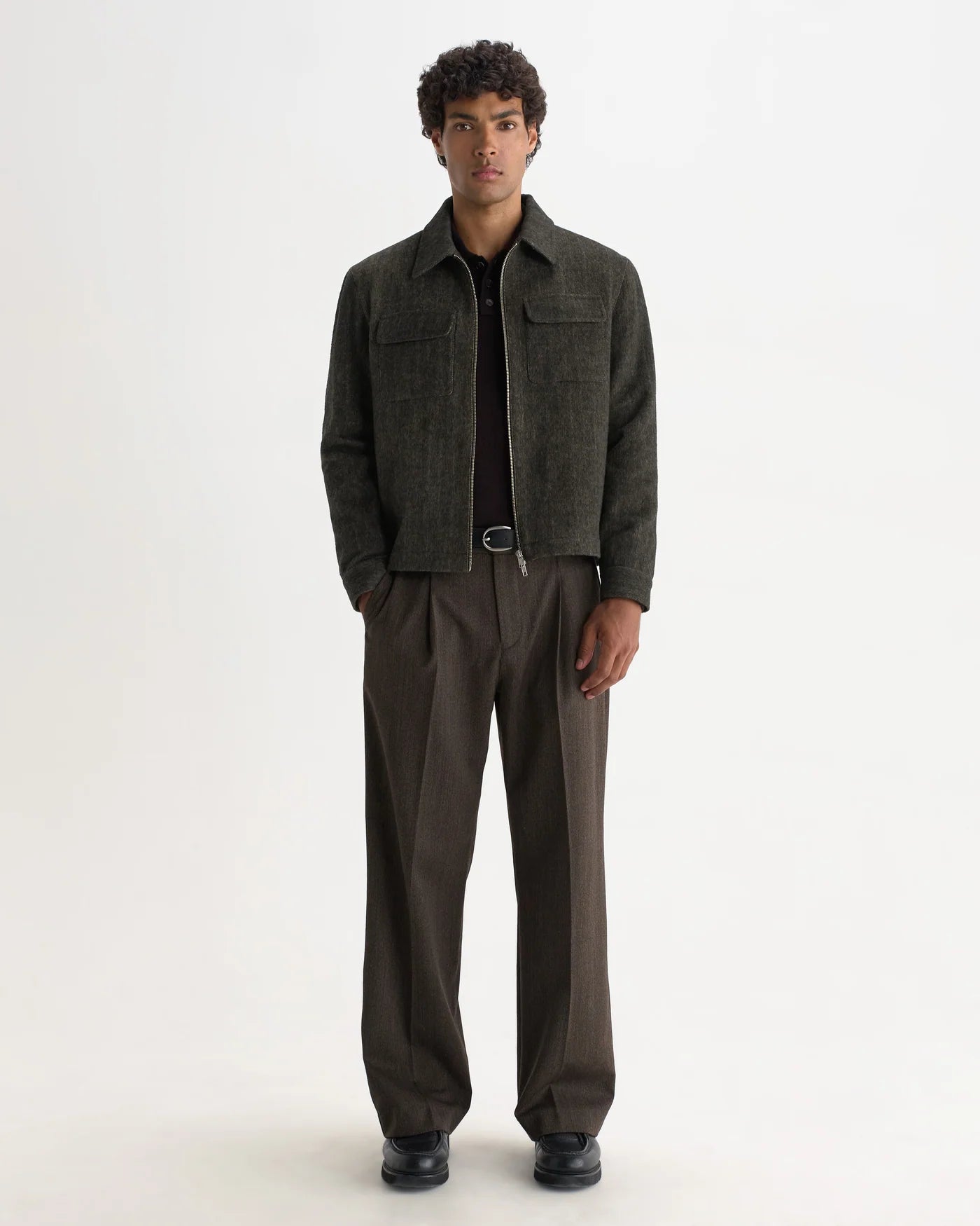 Osier Jacket Brushed Herringbone - Brown / Black