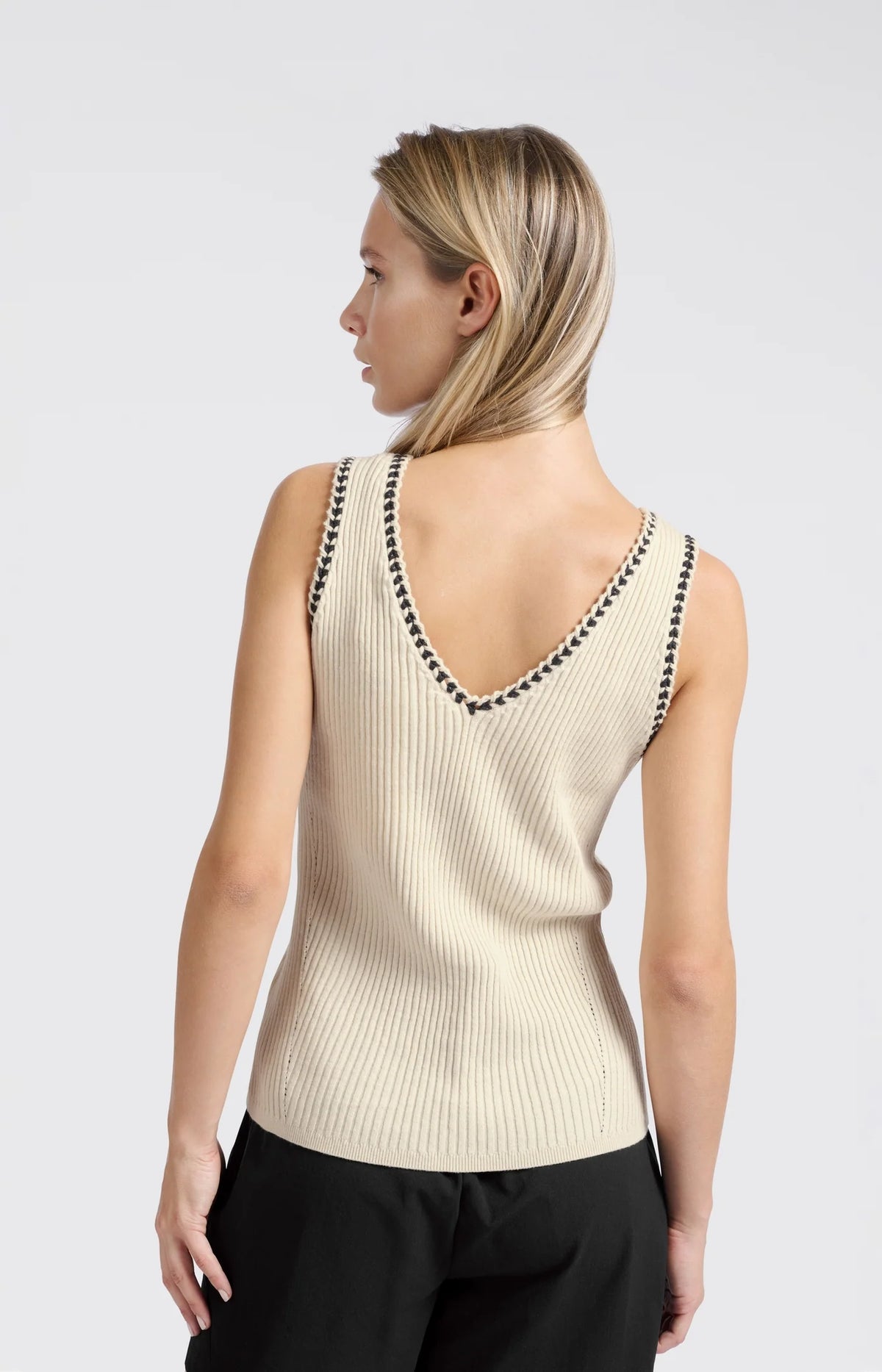 Rib Tanktop with Fun Details - Summer Sand