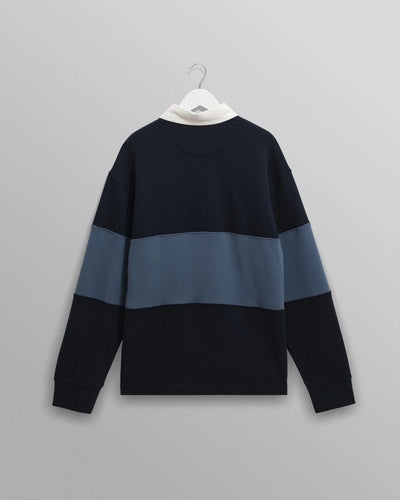 Rowhill Panelled Loopback Rugby Shirt - Blue/Navy
