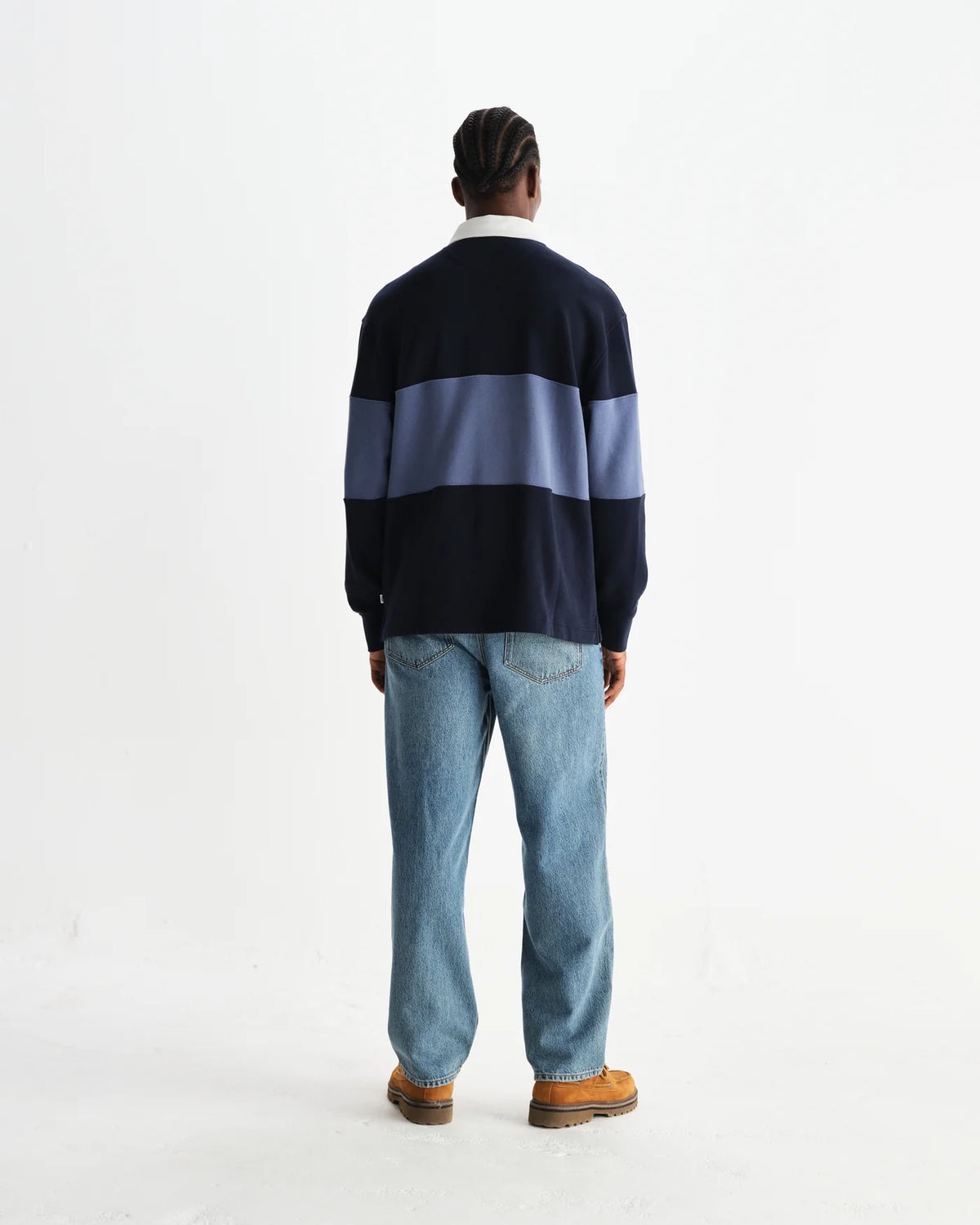 Rowhill Panelled Loopback Rugby Shirt - Blue/Navy
