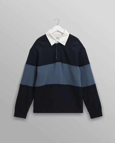Rowhill Panelled Loopback Rugby Shirt - Blue/Navy