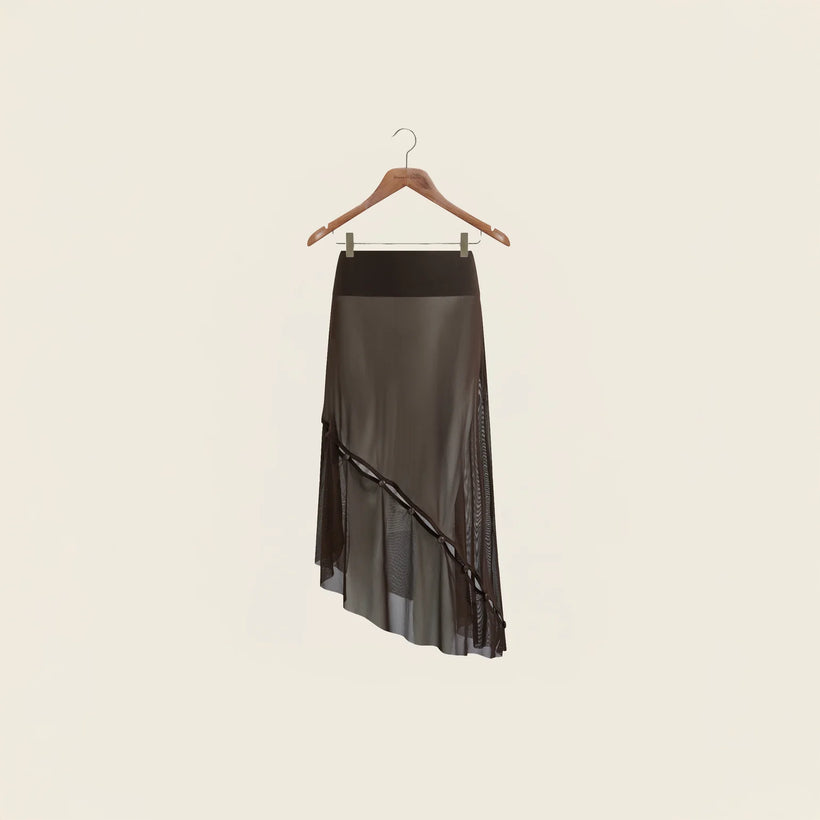The Rosewood Mesh Skirt - Rosewood Brown
