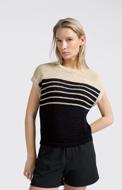 Sleeveless Knitted Top - Summer Sand Dessin
