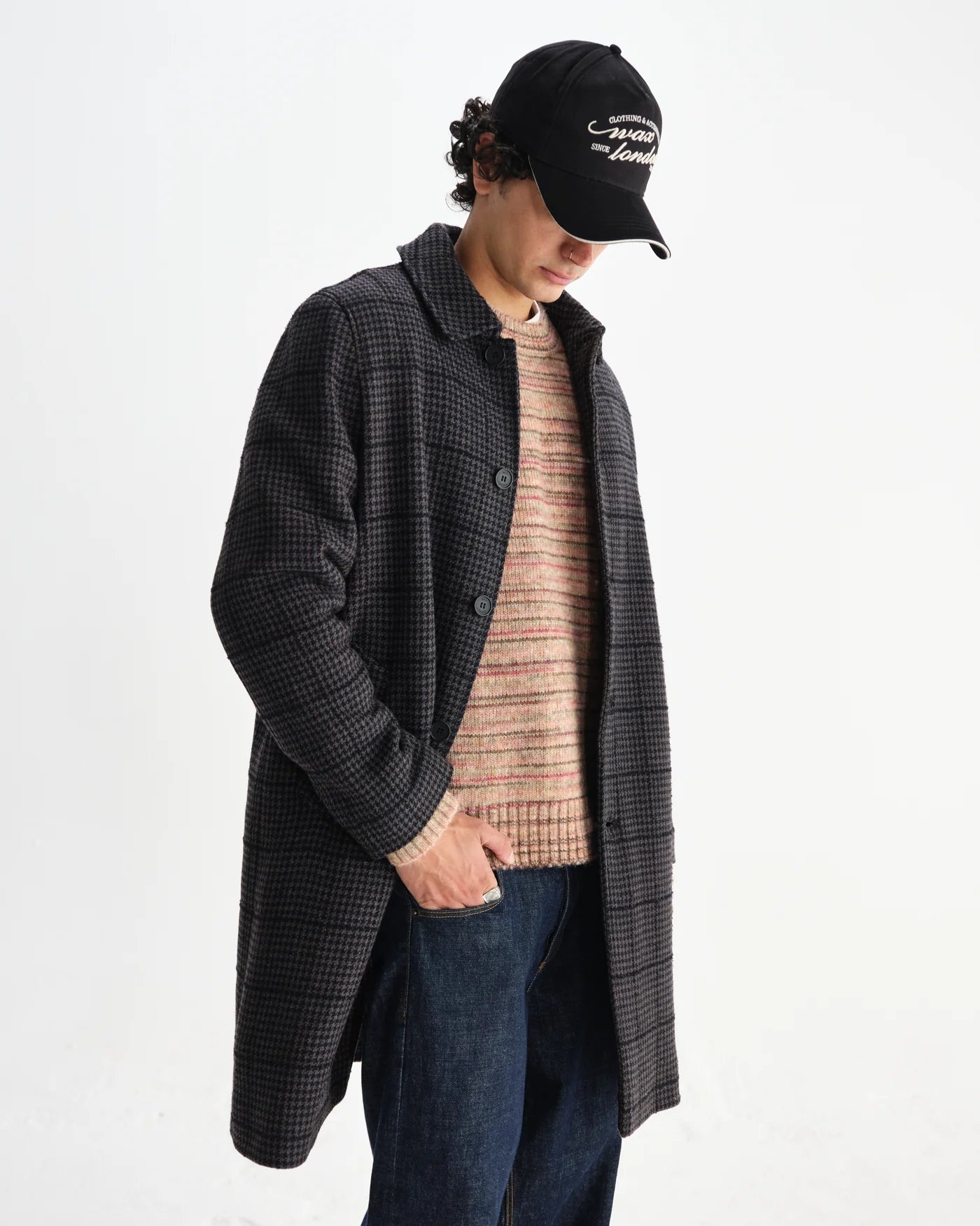 Stan Coat - Puppytooth Check Navy/Grey
