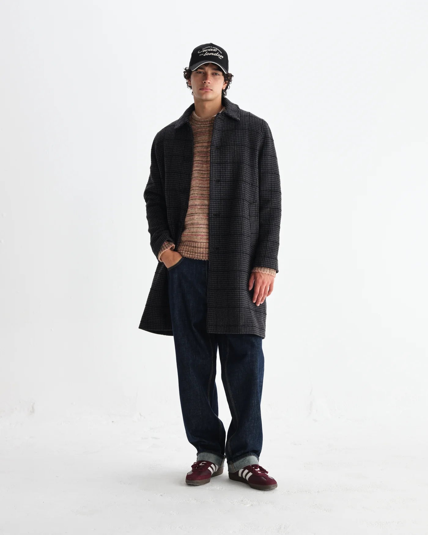 Stan Coat - Puppytooth Check Navy/Grey