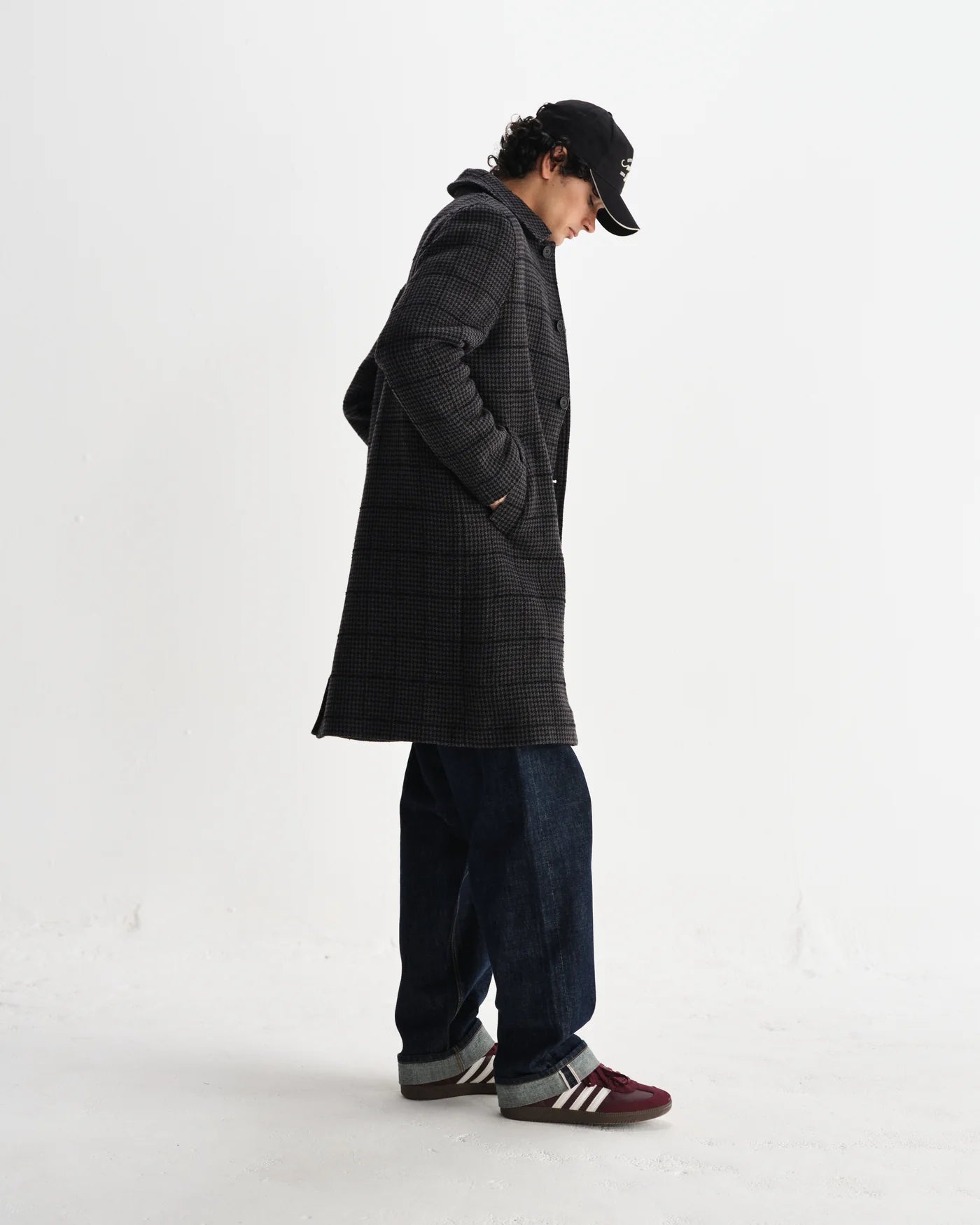Stan Coat - Puppytooth Check Navy/Grey