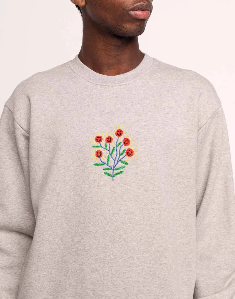 Happy Flower Sweatshirt -  Grey Marl