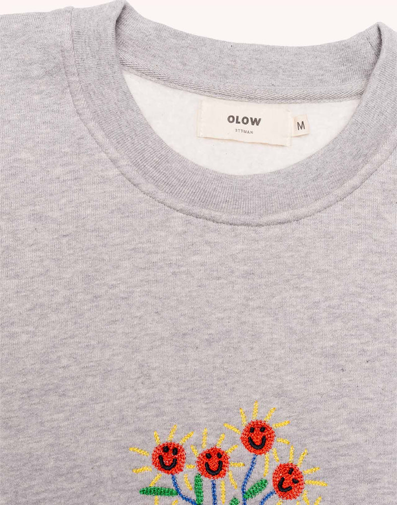 Happy Flower Sweatshirt -  Grey Marl