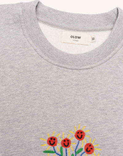 Happy Flower Sweatshirt -  Grey Marl