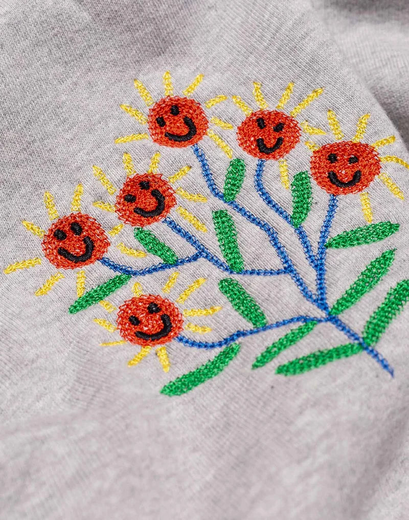 Happy Flower Sweatshirt -  Grey Marl