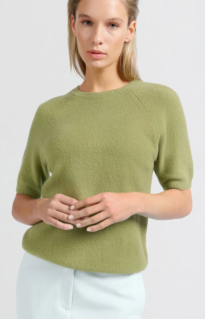 Raglan Short Sleeve Sweater - Olive Green