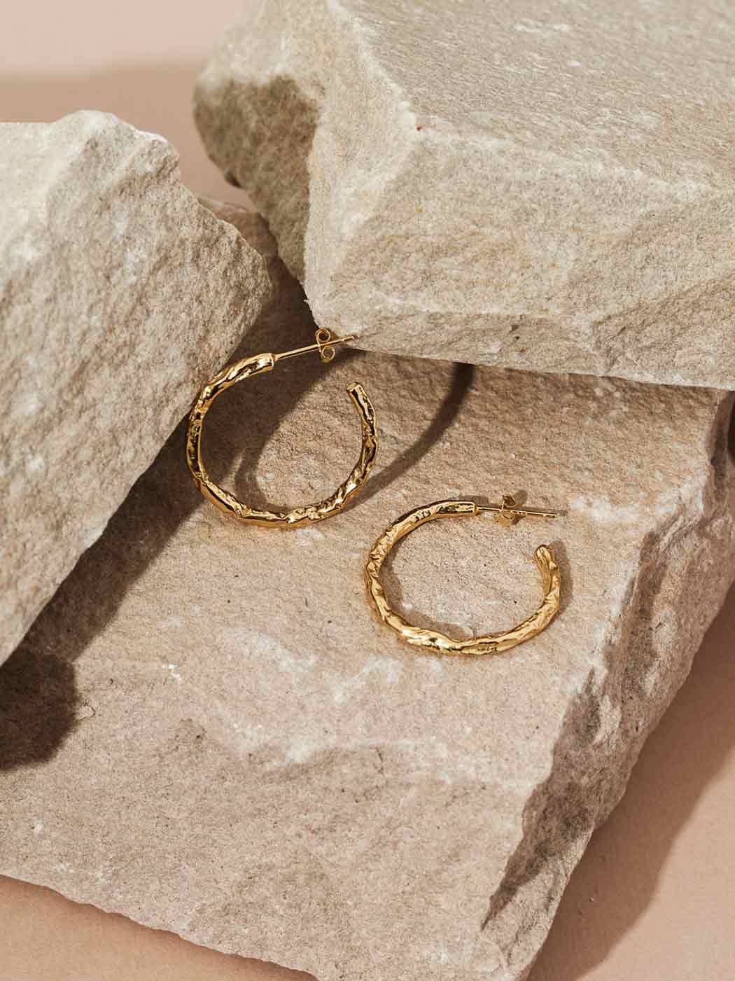 Magma Textured Hoops - Gold Plating