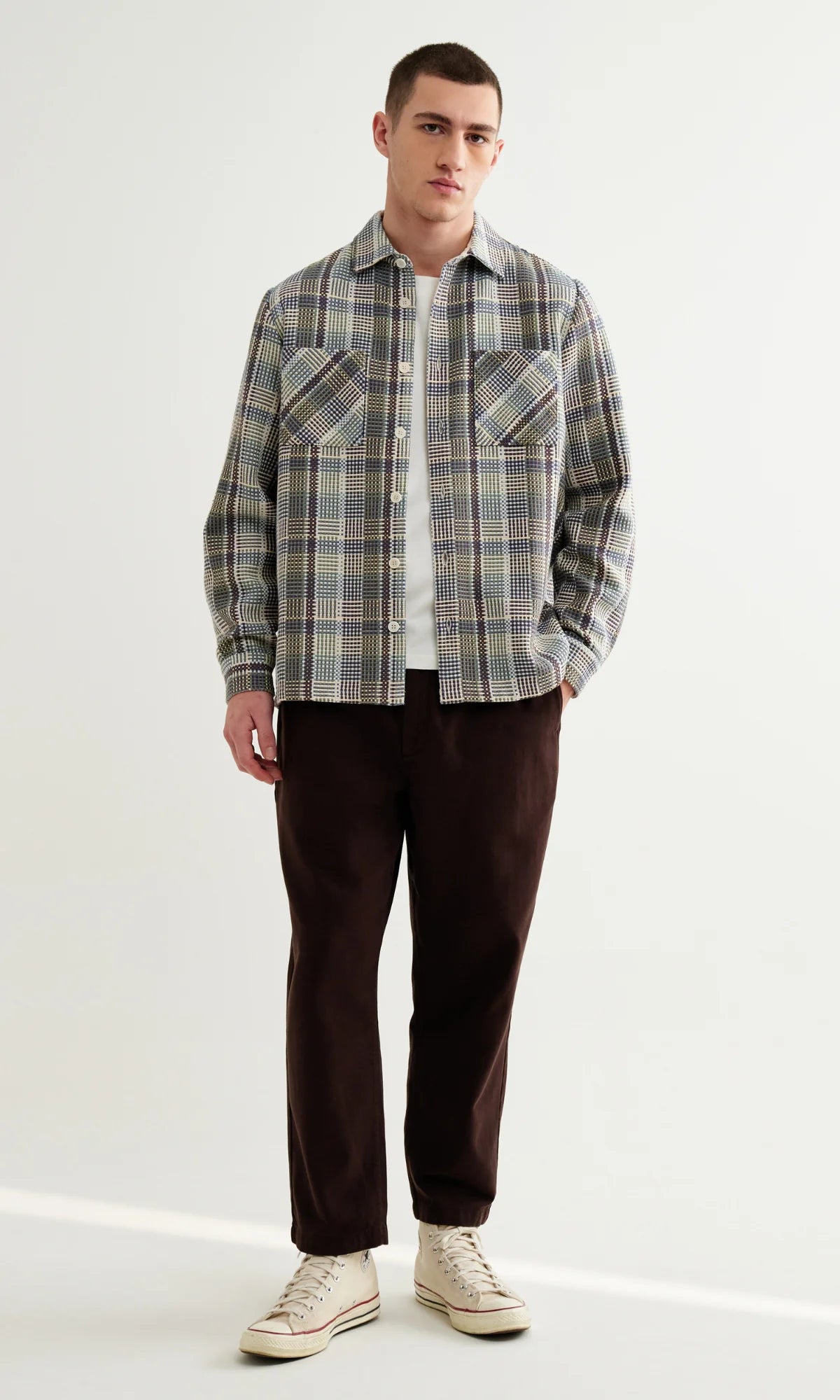 Whiting Overshirt - Basket Weave Blue/Green