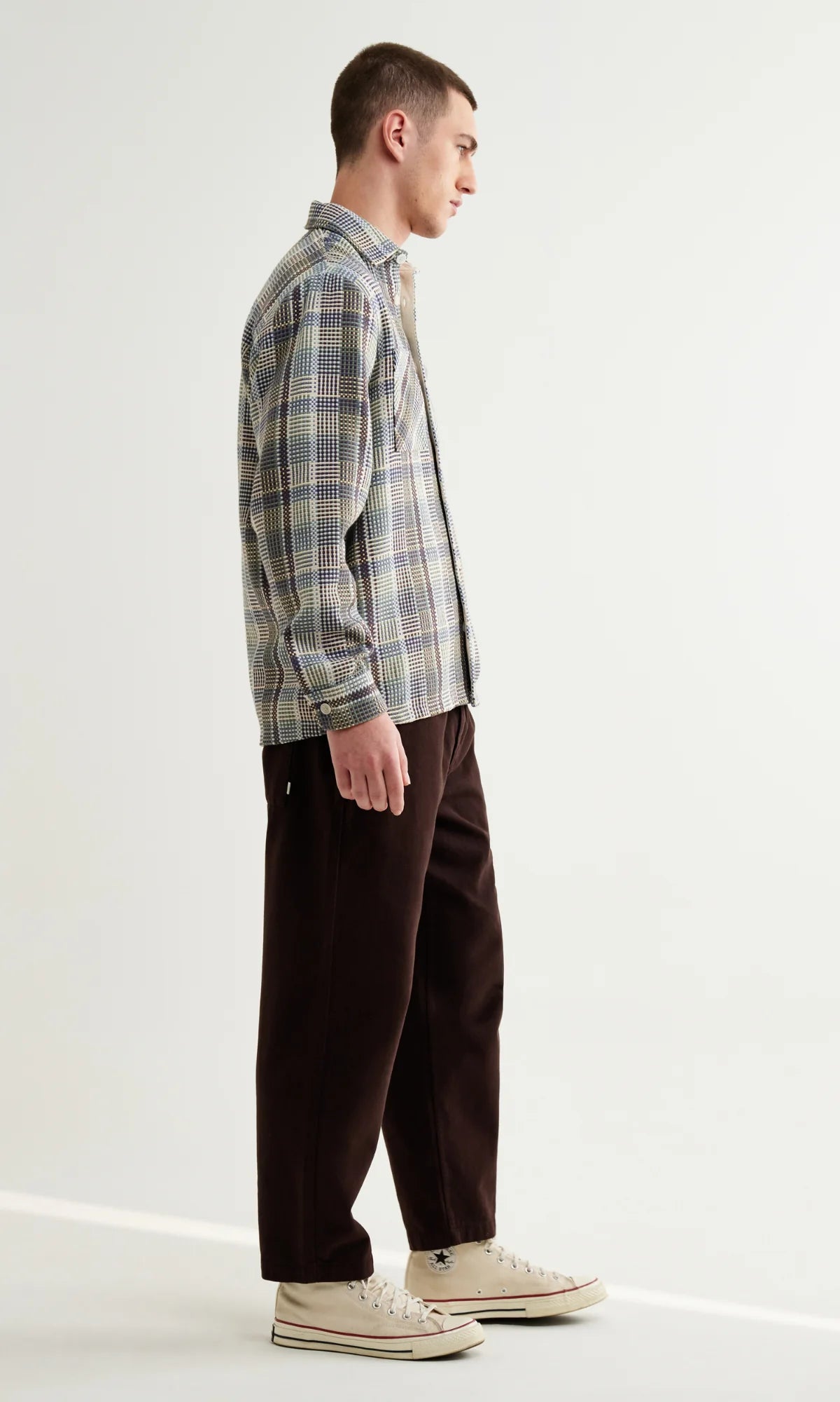 Whiting Overshirt - Basket Weave Blue/Green