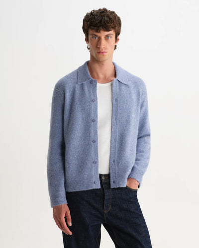 Tristan L/S Polo Fluffy Wool Blend - Pale Blue