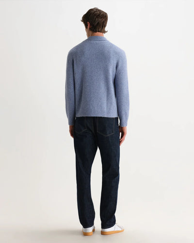 Tristan L/S Polo Fluffy Wool Blend - Pale Blue