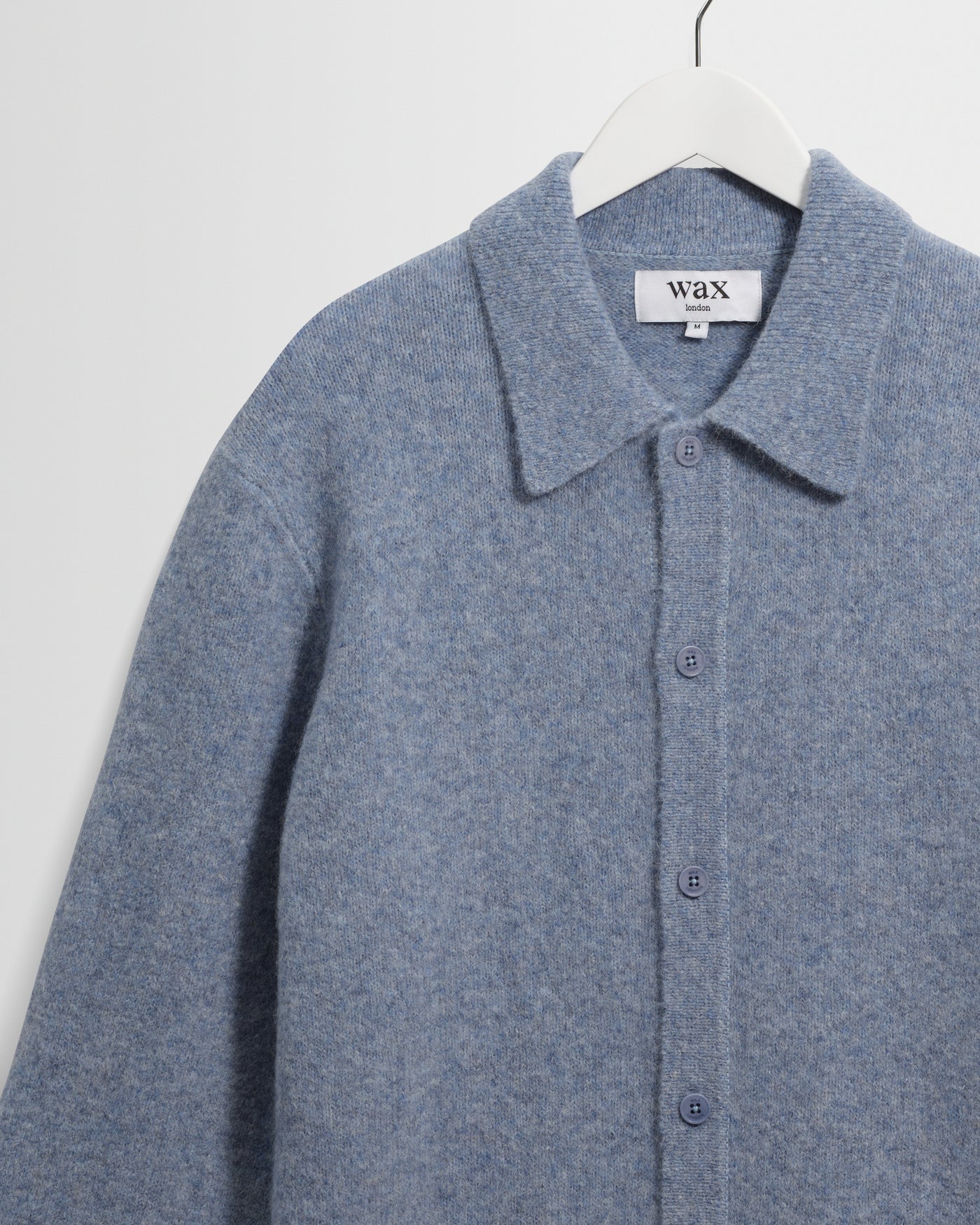 Tristan L/S Polo Fluffy Wool Blend - Pale Blue
