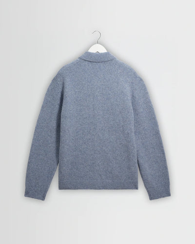Tristan L/S Polo Fluffy Wool Blend - Pale Blue