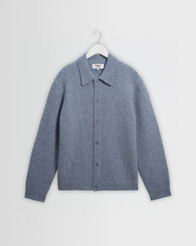 Tristan L/S Polo Fluffy Wool Blend - Pale Blue
