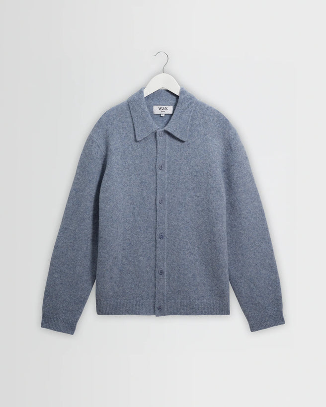 Tristan L/S Polo Fluffy Wool Blend - Pale Blue